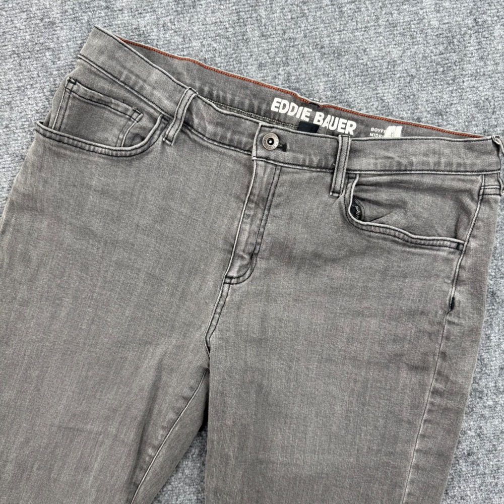 Eddie Bauer‎ Size 12 Boyfriend Midrise Slim Jeans Gray Cotton Blend Women's